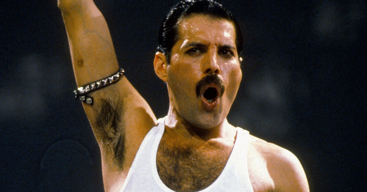 LONDON, UNITED KINGDOM - JULY13:  Freddie Mercury of the group Queen performs at the Live Aid concert on July 13, 1985 in London, England. (Photo by Anwar Hussein/Getty Images)