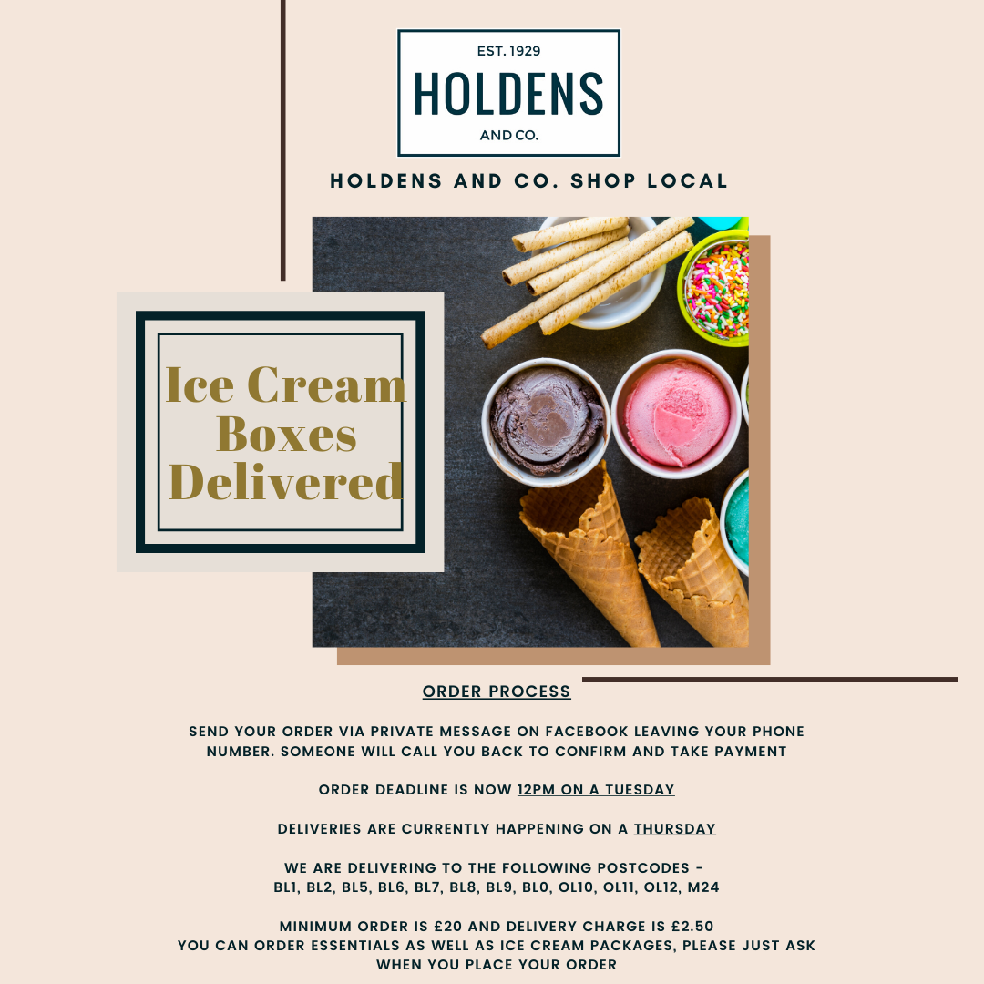 NOW DELIVERING Holden's Famous Original Dairy Ice Cream Manchester’s