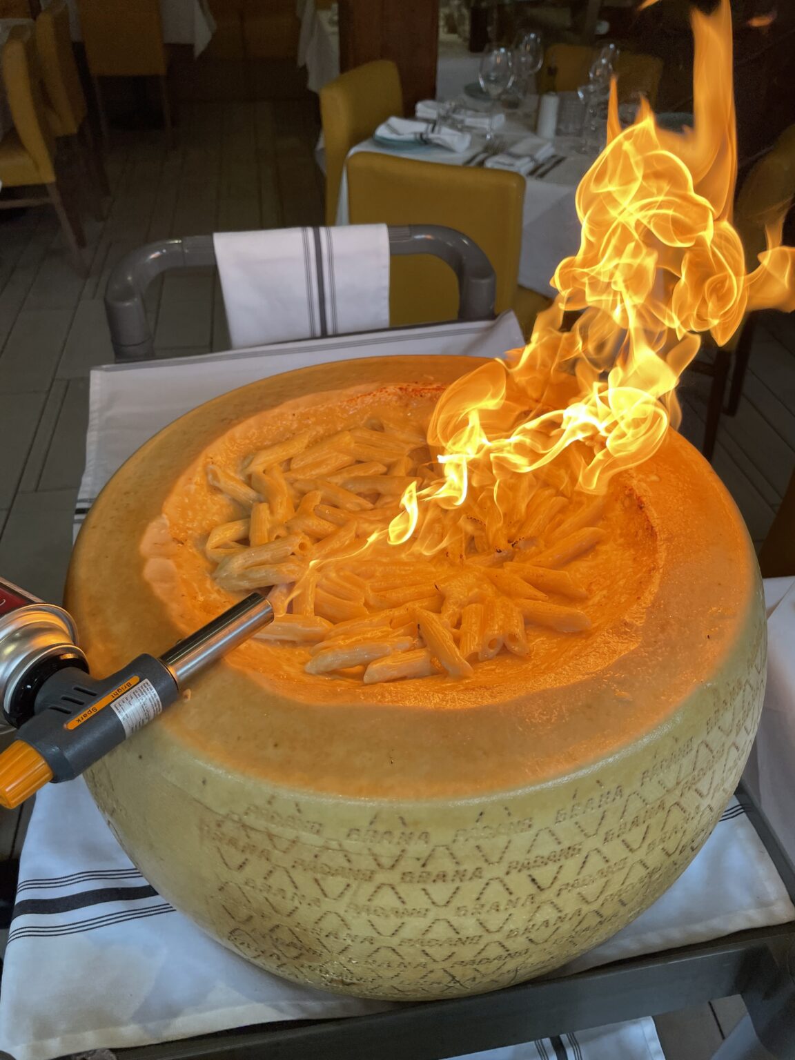 The Italian Restaurant making Pasta in a GIANT Wheel of Cheese