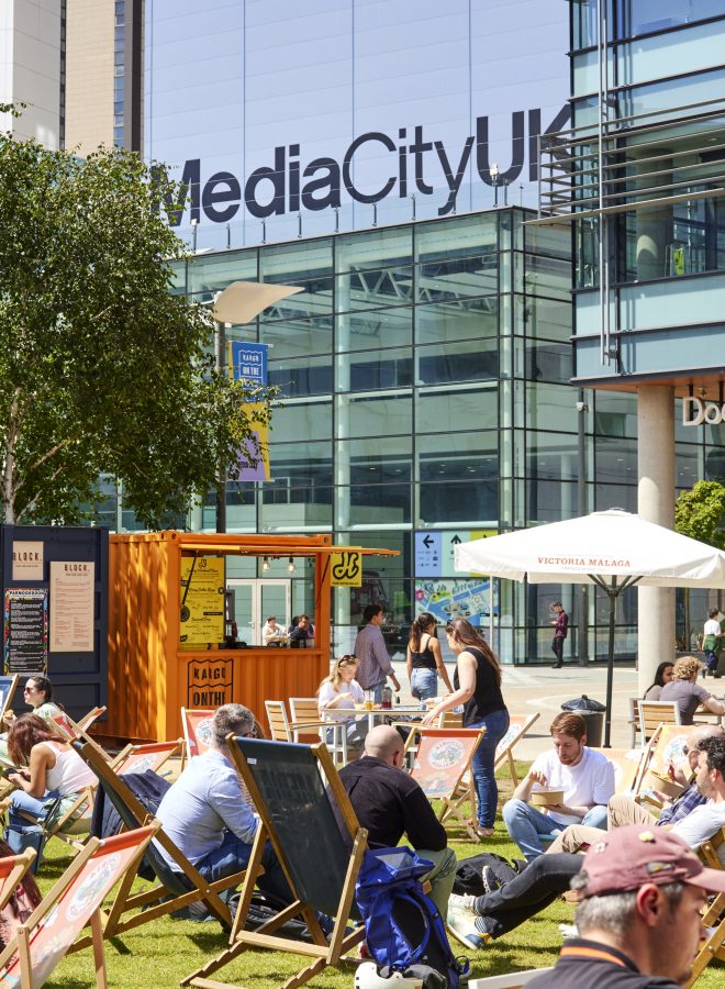 MediaCityUK waterfront development of Salford Quays in Gtr Manchester