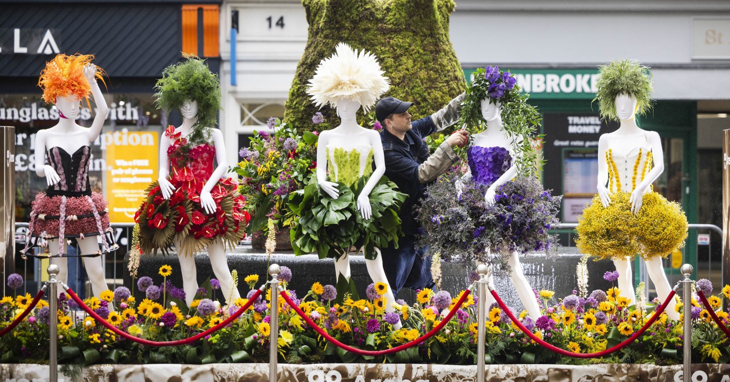EDITORIAL USE ONLY
Florist Adi Thomas adds the finishing touches to his installation at the Girls Aloud Tribute Garden on display at The Manchester Flower Festival, a free event organised by Manchester City Centre Business Improvement District running from today until Monday May 27. Picture date: Friday May 24, 2024. PA Photo. Now in its seventh year, the festival includes a ‘Mancunian icons' Floral Trail which goes through the city's shopping streets, featuring 10 professionally designed pop-up gardens and displays. Photo credit should read: Fabio De Paola/PA Media Assignments