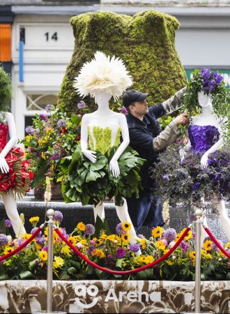 EDITORIAL USE ONLY
Florist Adi Thomas adds the finishing touches to his installation at the Girls Aloud Tribute Garden on display at The Manchester Flower Festival, a free event organised by Manchester City Centre Business Improvement District running from today until Monday May 27. Picture date: Friday May 24, 2024. PA Photo. Now in its seventh year, the festival includes a ‘Mancunian icons' Floral Trail which goes through the city's shopping streets, featuring 10 professionally designed pop-up gardens and displays. Photo credit should read: Fabio De Paola/PA Media Assignments